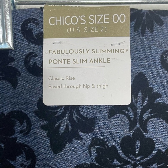 Chico’s Marseille Flocked Damask Ponte Pull On Ankle Pant NWT - Picture 9 of 13